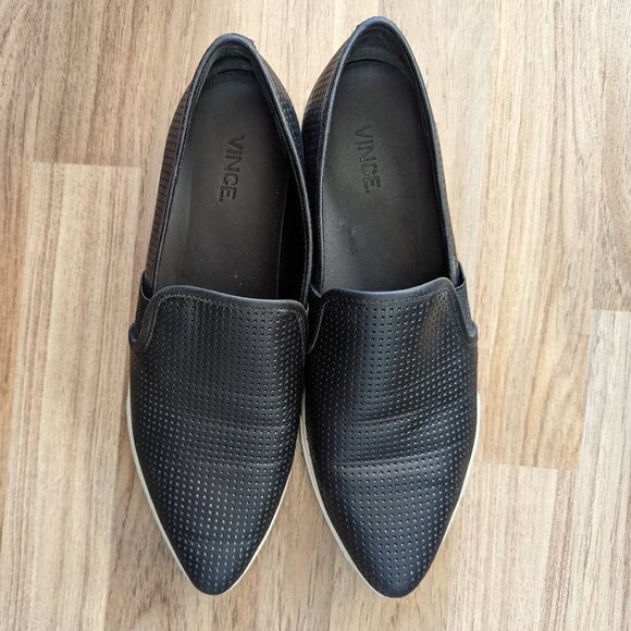 Black Vince Blair Slip On Sneakers with Perforated Leather - Picture 6 of 7